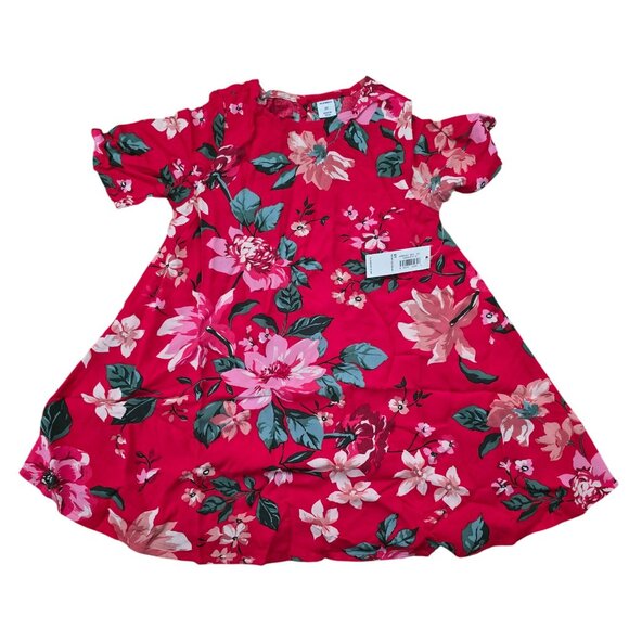 Old Navy Toddler Girls Floral Print Dress 3T Red & Pink Short Sleeve JJ19 - Picture 1 of 8